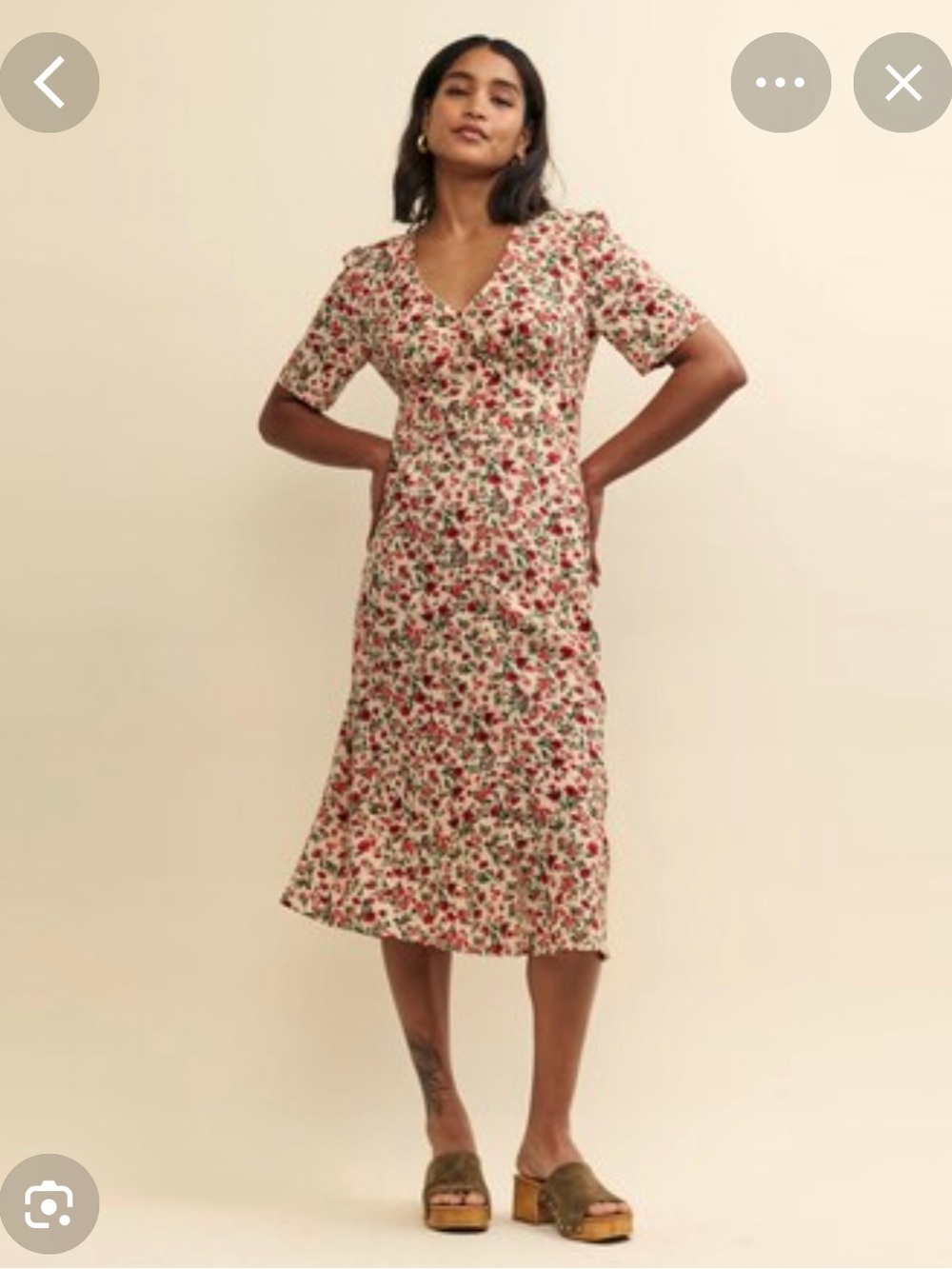 Nobody's Child Alexa pink Midi Dress with Red Floral Print - Picture 1 of 4
